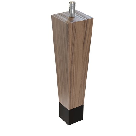 DESIGNS OF DISTINCTION 6" Square Tapered Leg with bolt and 1" Flat Black Ferrule - Walnut with Semi-Gloss Clear Coat Finish 01241006WLWR8